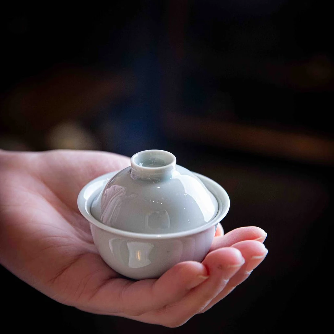 景德镇静云堂40-50cc迷你小盖碗纯色