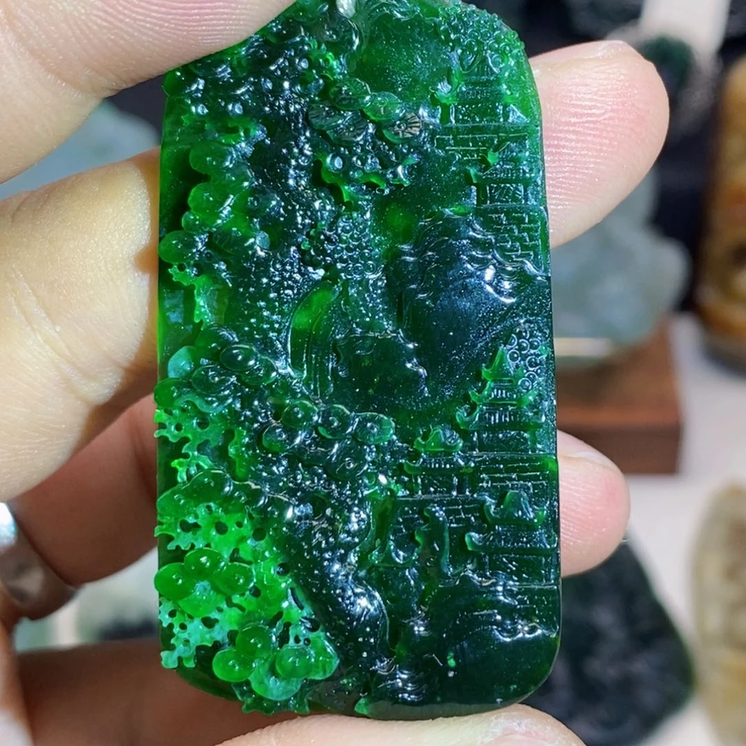 未镶嵌定制翡翠天然翡翠A货山水牌