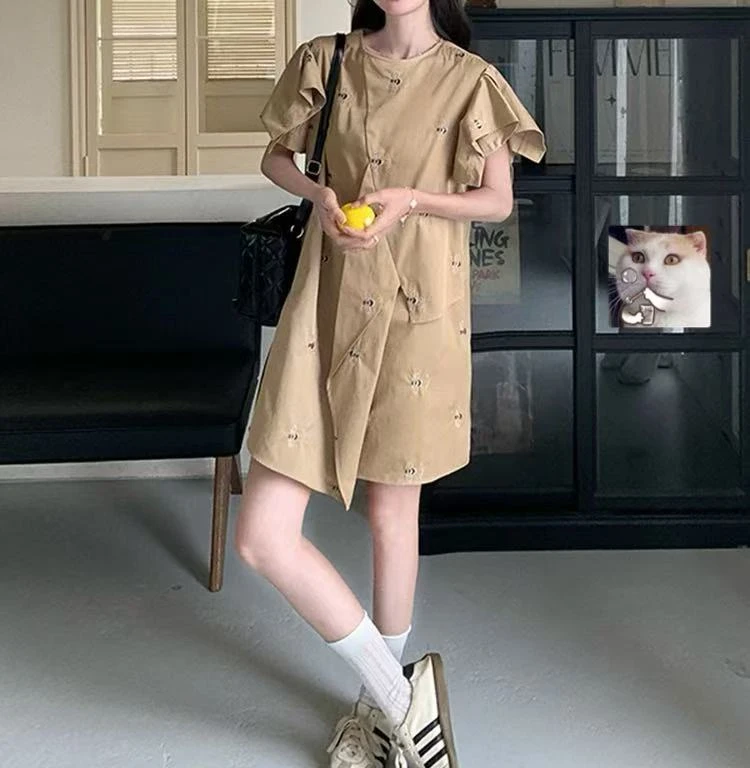 法式夏装显瘦休闲气质时尚洋气连衣裙