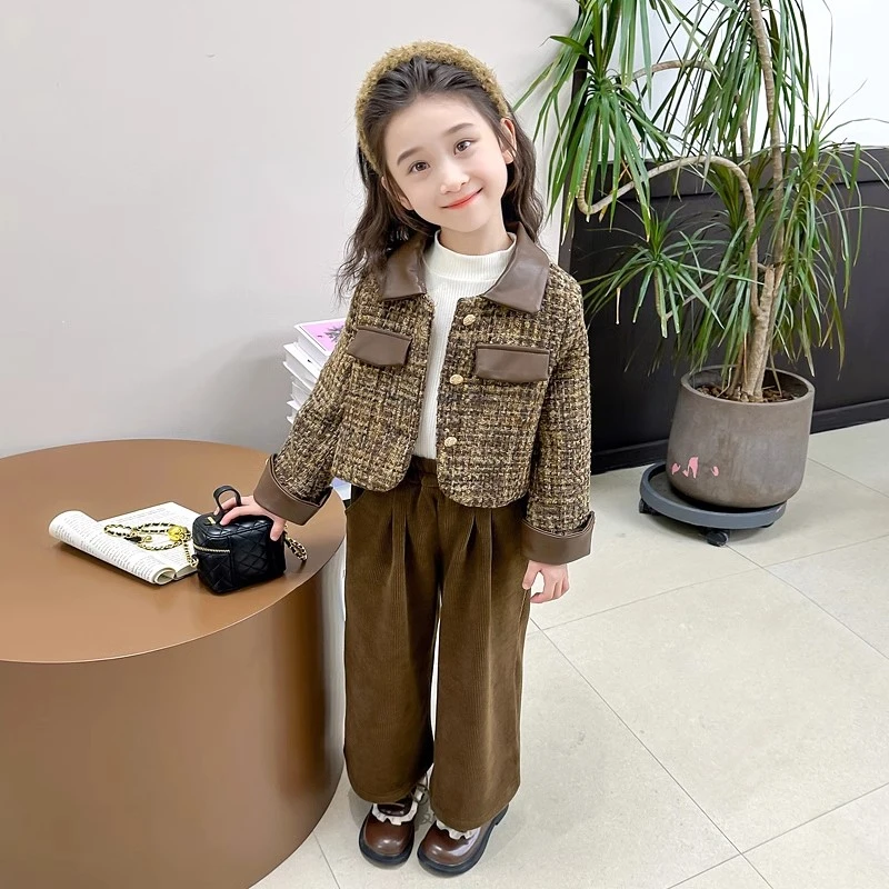 韩版女小童春秋季小香风套装2025新款女宝宝洋气秋装小公主两件套