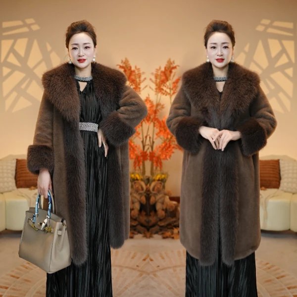 【LADYSHP贵夫人】新款[澳门总仓X]大毛领女士轻奢设计师中长款大衣