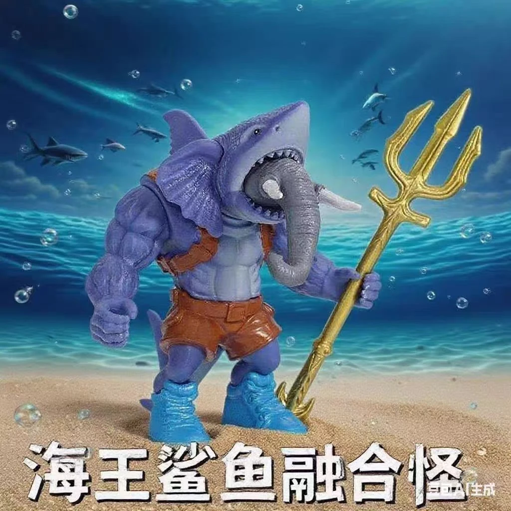 AI山海经手办海王鲨鱼融合怪山海经可拆卸拼装缝合怪融合版国外