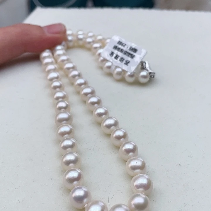 淡水珍珠颈饰银S925镶嵌卡8极光炫彩高品