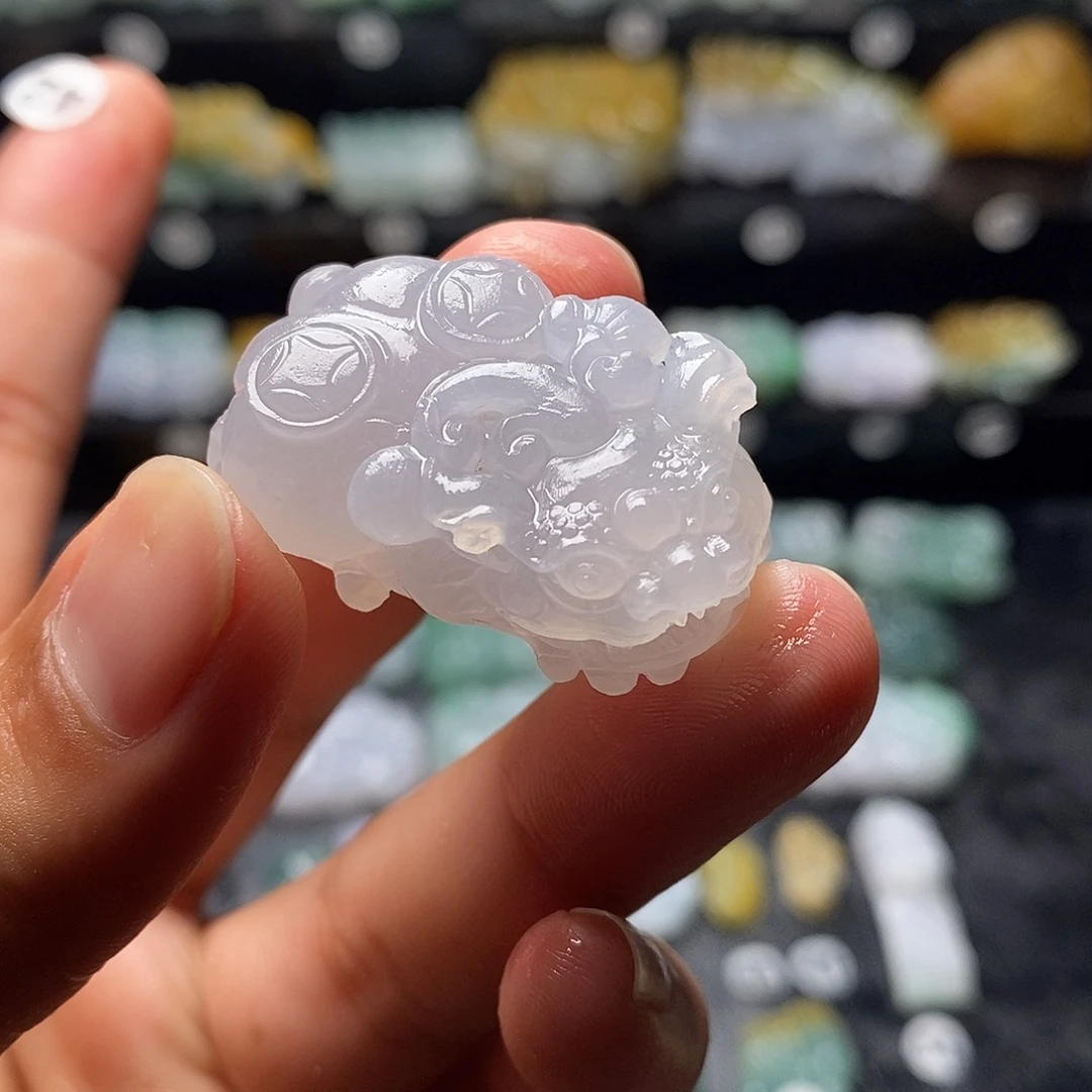 定制翡翠未镶嵌毛货口含珠貔貅