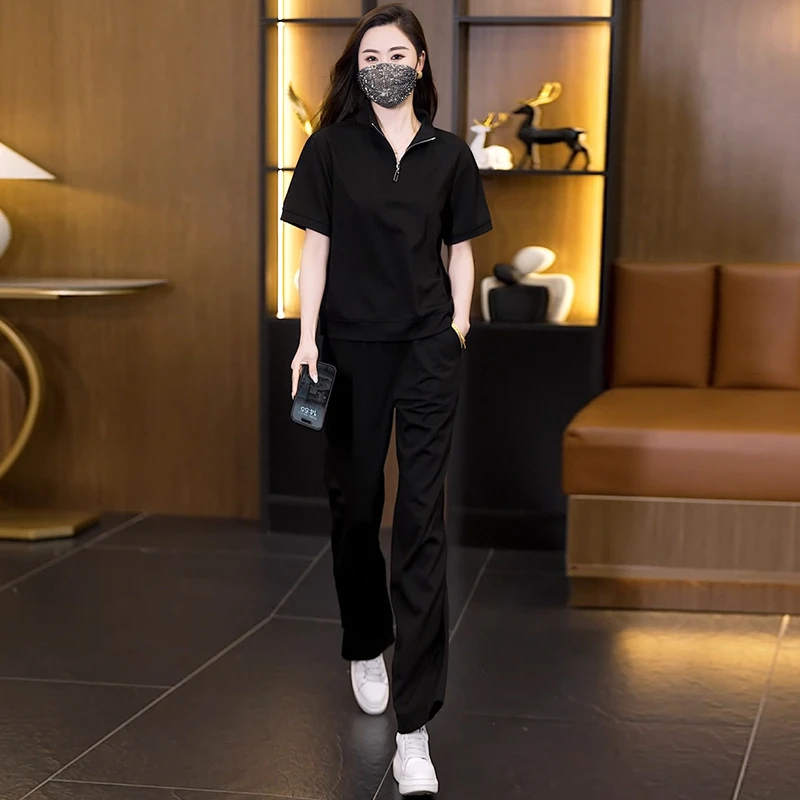 2025年夏季新款时尚套装大码女装气质减龄显瘦休闲运动两件套