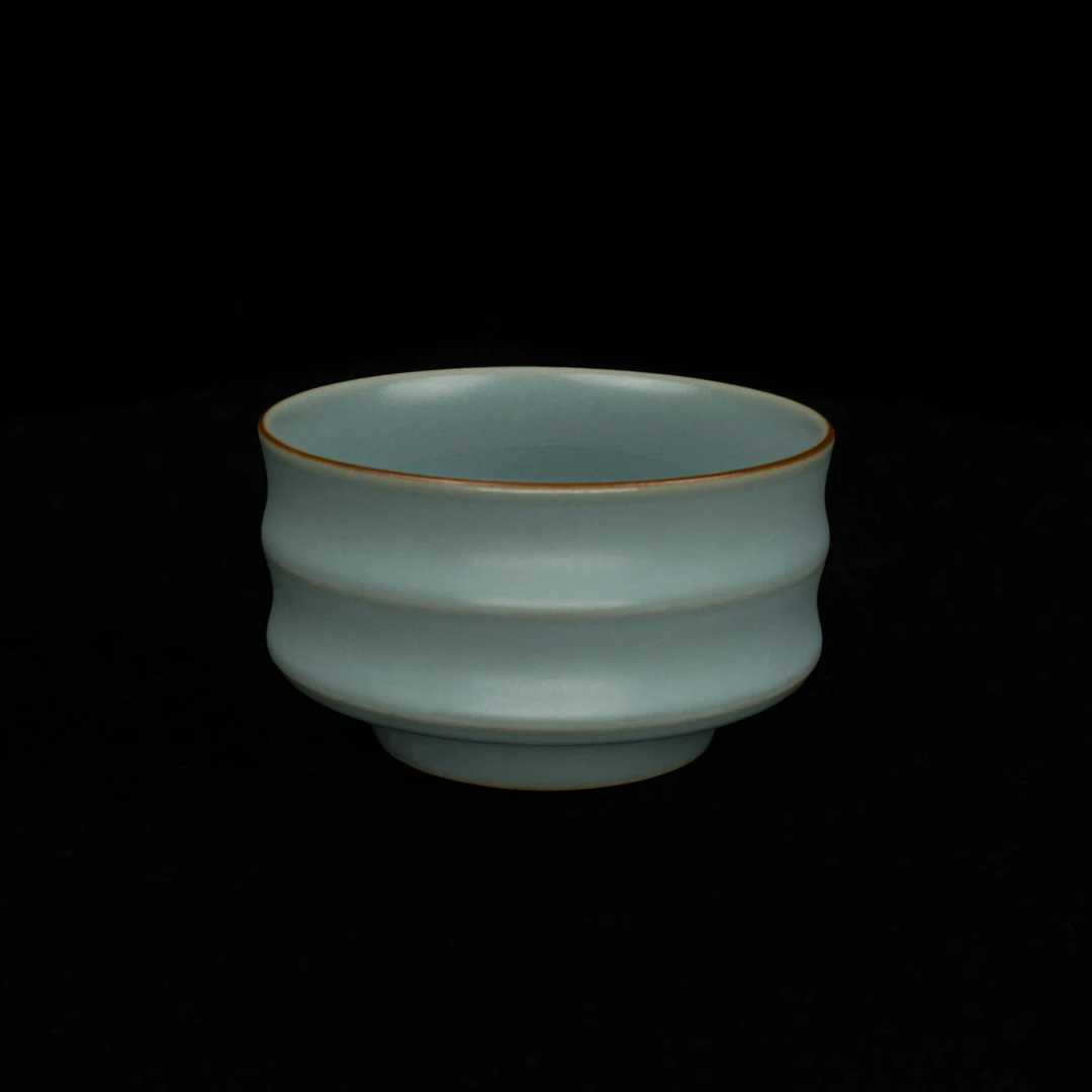 竹节杯手工原矿开片汝窑复古陶瓷主人杯功夫茶具