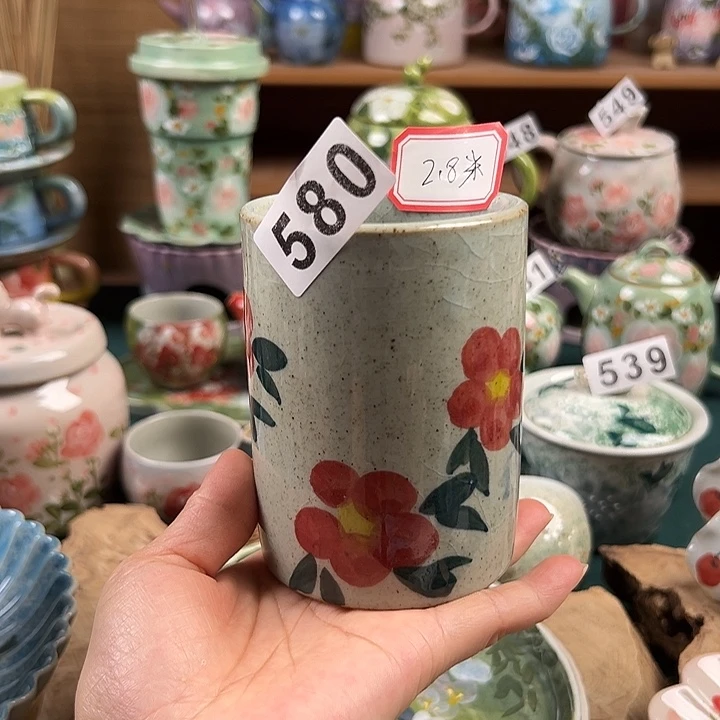 杯饿**水景德镇陶瓷手绘作品580