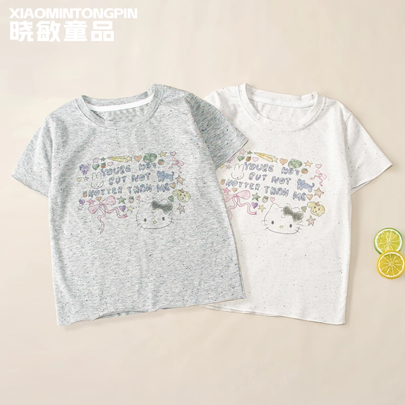 2025年款衣服儿童KT猫字母印花T恤3C4168夏季女童