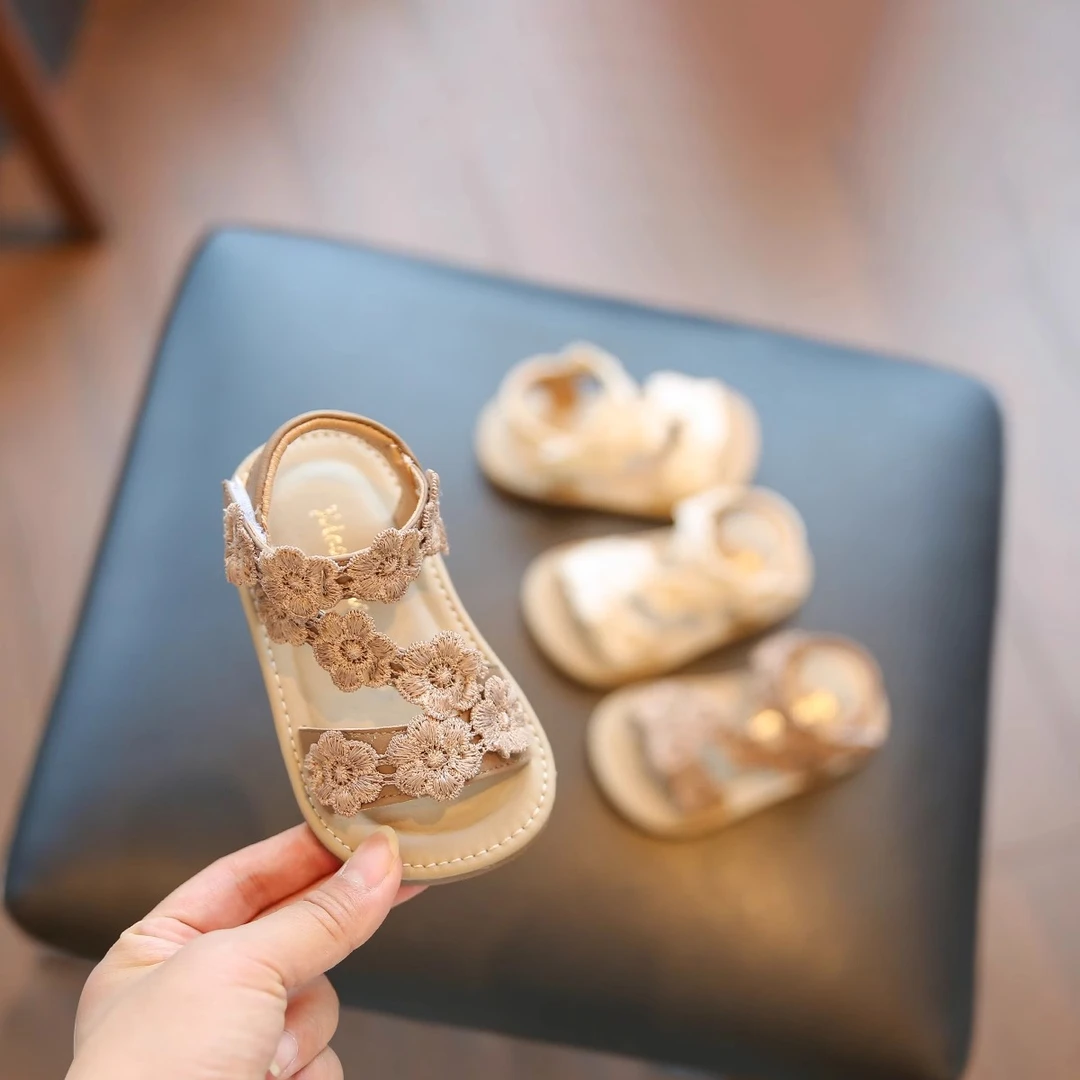 15-25码夏款女童鞋透气公主鞋女宝宝凉鞋夏季洋气花朵鞋子婴幼儿