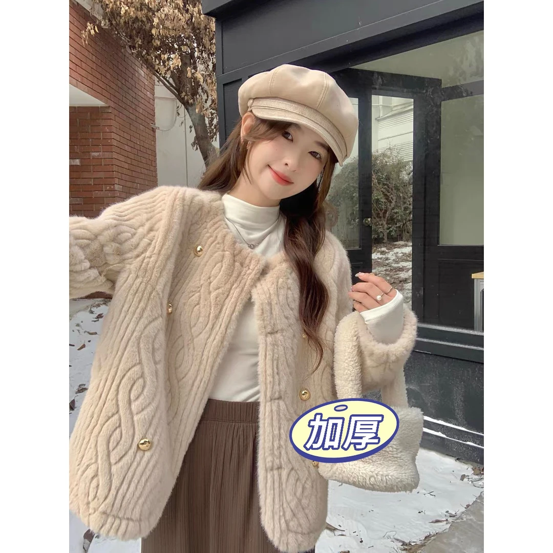 （退货补运费）高级感环保皮草外套女冬季仿水貂绒加厚小香风ZM