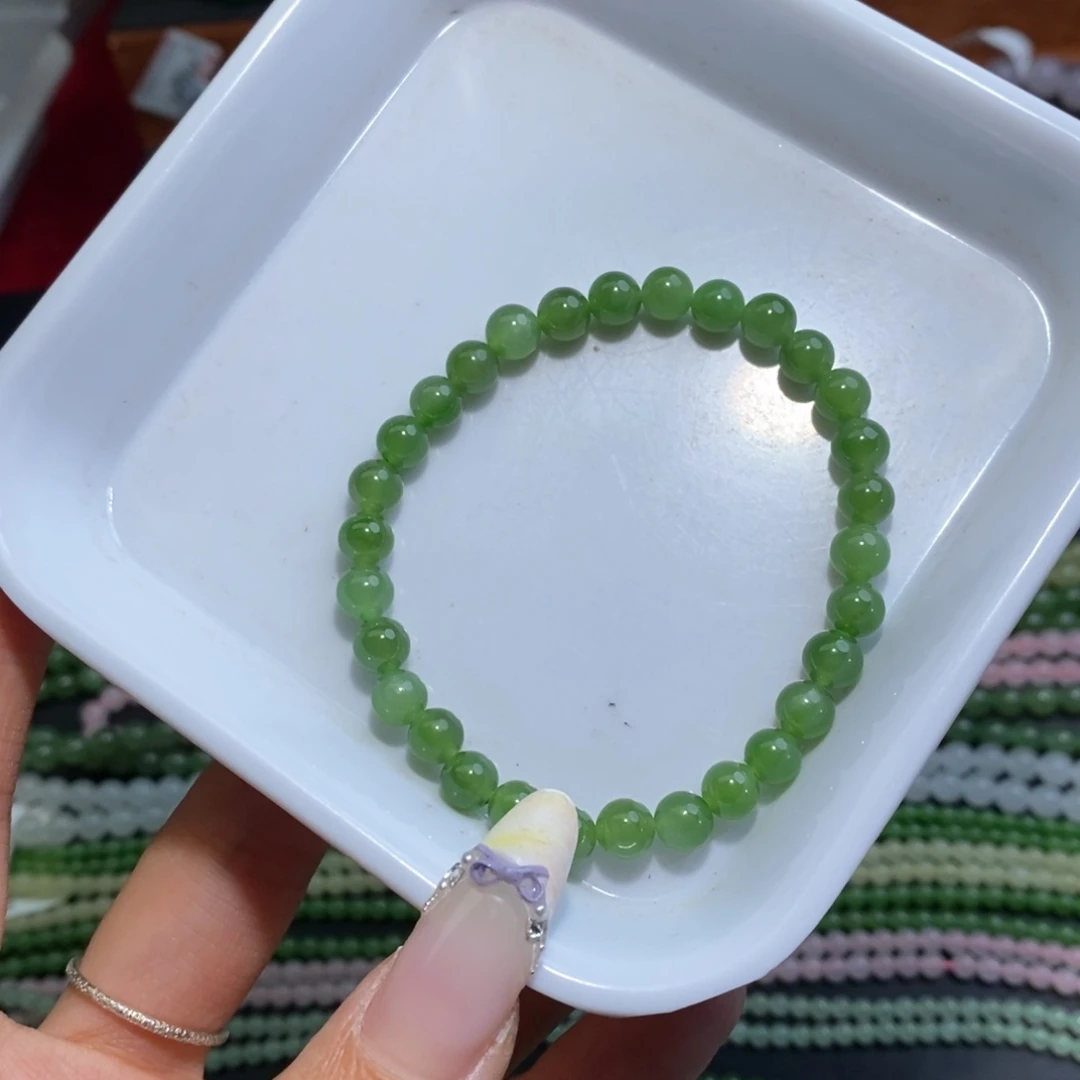 手链未镶嵌和田玉碧玉卡阳绿卡六30个