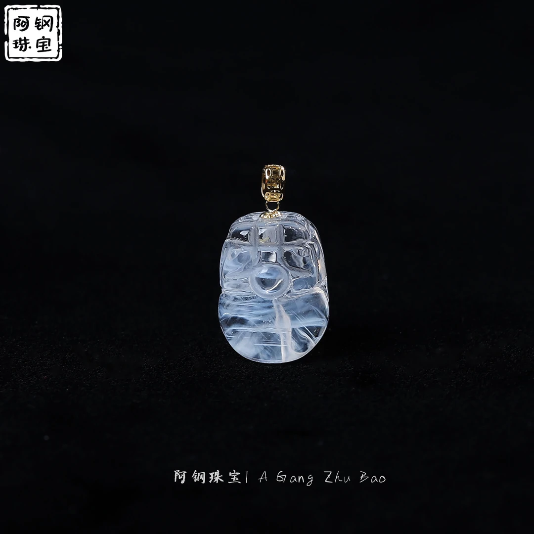 【收藏级】蓝针貔貅18K金吊坠17*11*10天然水晶-多样性发其一-LZ980