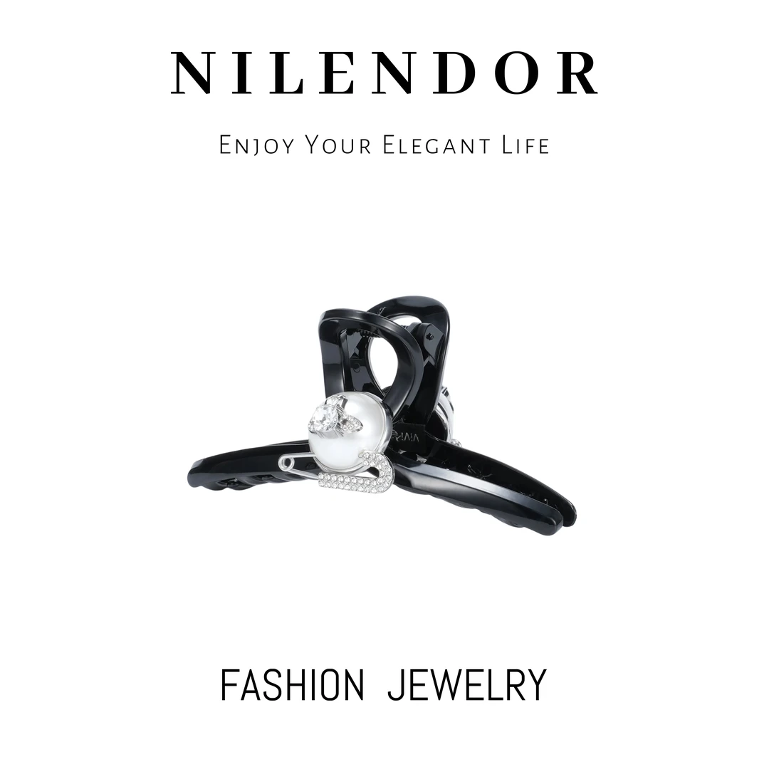 FS-08设计感珍珠别针高级时尚气质大号鲨鱼夹