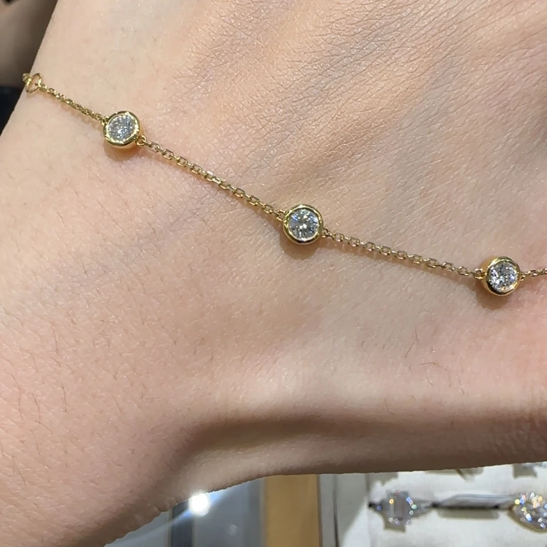 实验室培育钻石18K金镶嵌泡泡手链20分