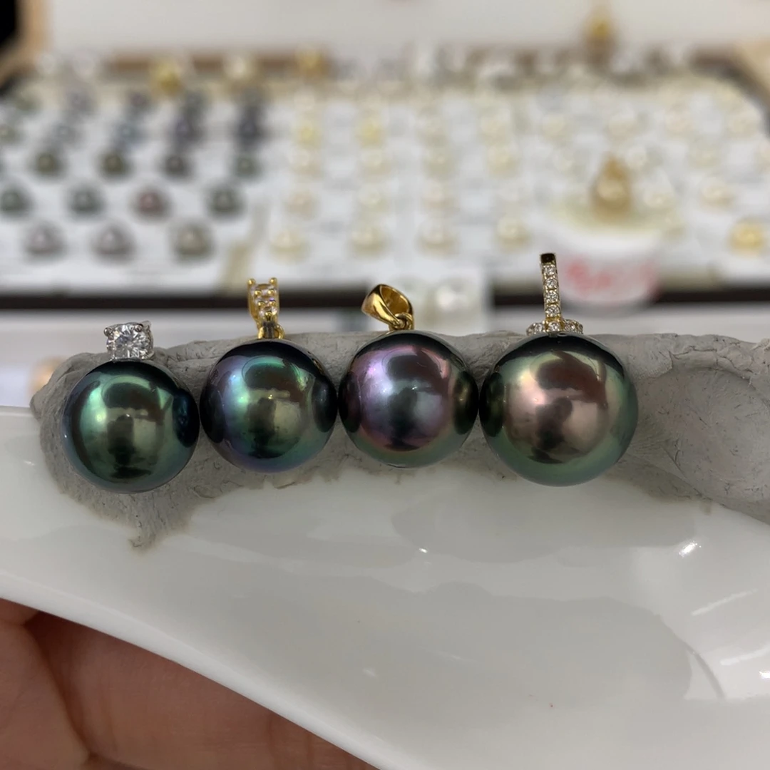 海水珍珠裸珠辣色镜面极光正圆特价有瑕疵