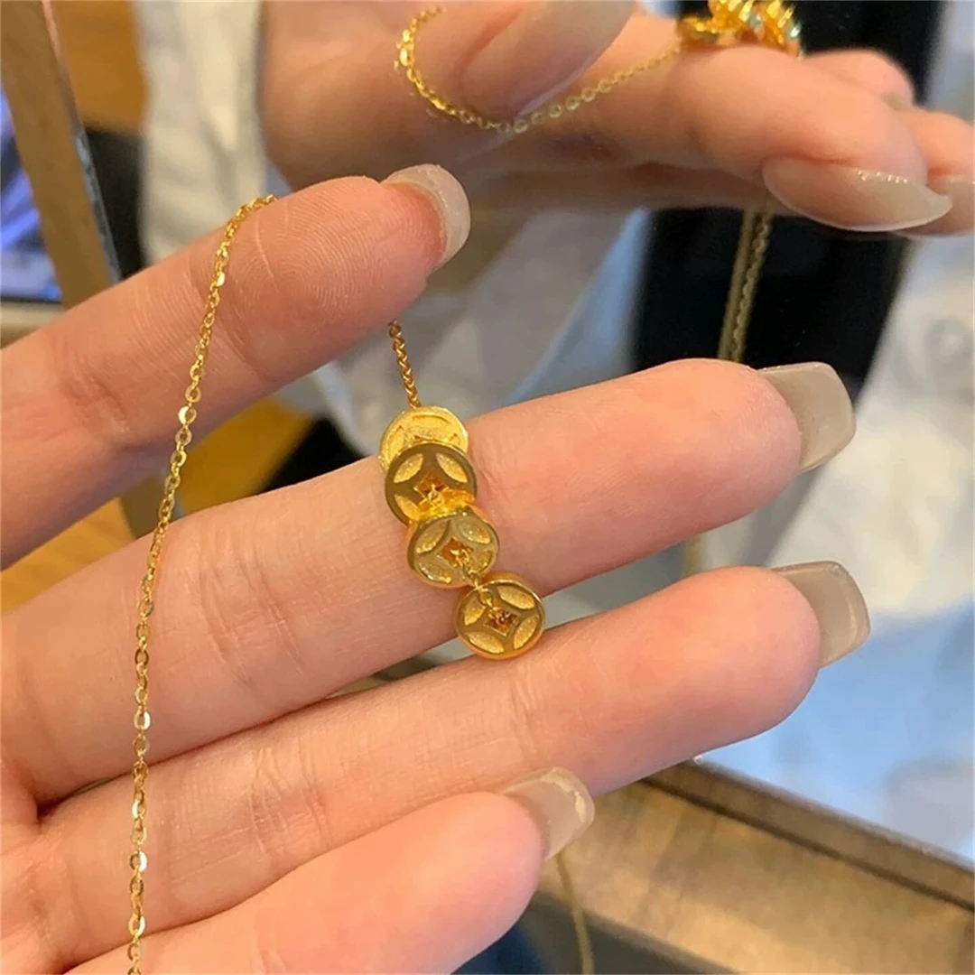 JIN BAI ZHENG 铜合金项链 新中式国风铜钱项链女气质百搭不掉色