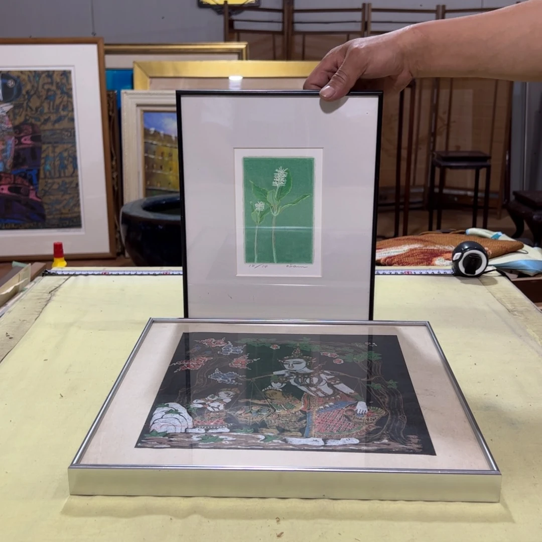 绘画青*屏风框画茶空间设计