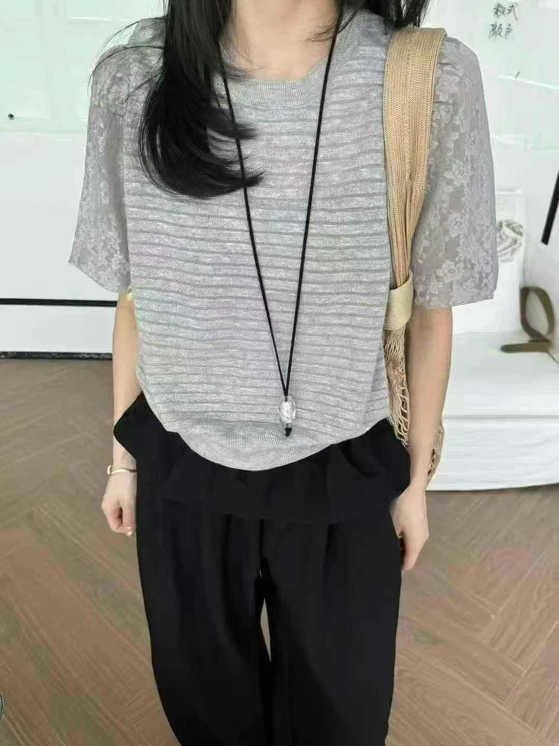 【罗罗严选】88326泡泡袖针织衫