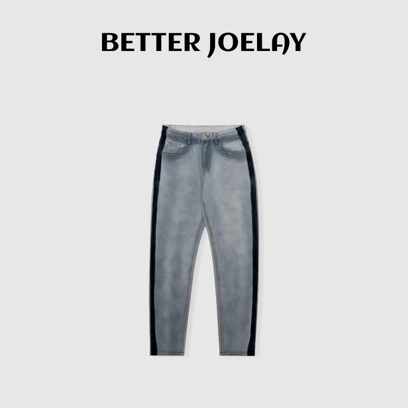 周明星-【拼色牛仔】JG9013款高端春夏百搭时尚牛仔裤裤子春秋水洗