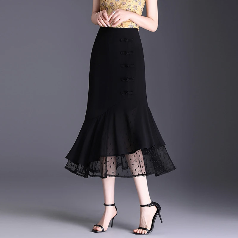 轻奢洋气半身裙女2025夏季新款气质高腰显瘦正品休闲中长款鱼尾裙