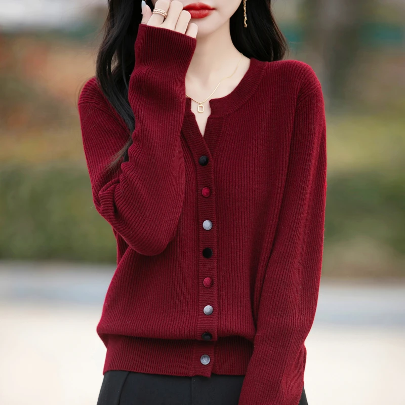 高级多色新中式彩扣针织开衫女外套毛衣2025新款短款外搭显瘦上衣