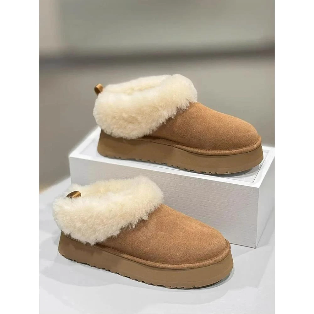 厚底增高雪地靴女2025新款冬季加绒加厚保暖鞋休闲一脚蹬毛毛鞋