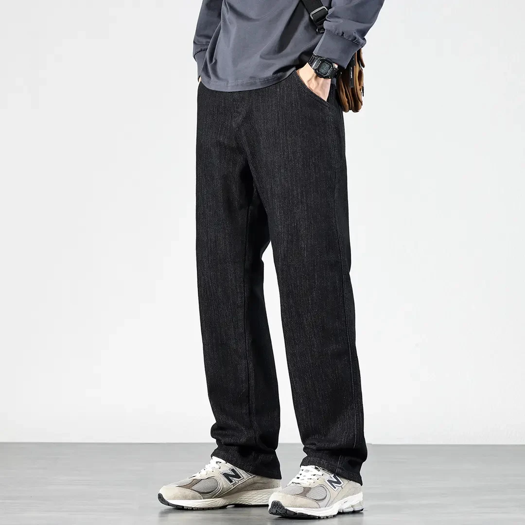 黑色牛仔裤男2025新款美式宽松直筒裤子高街秋季弹力休闲百搭长裤