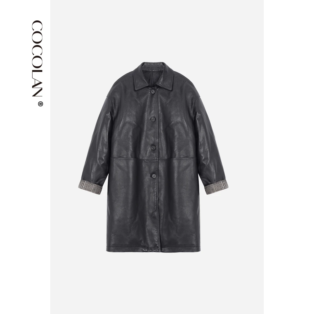 COCOLAN【格尔木】100绵羊皮90白鹅绒长款真皮衣鹅绒服女CL8YR302