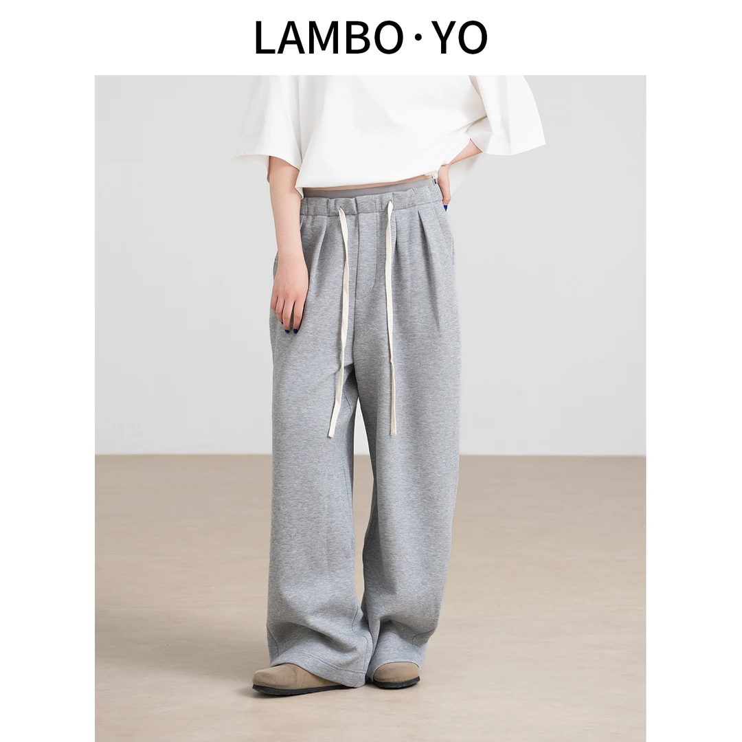 LAMBOYO2025秋季闭眼入系列简约纯色阔腿裤