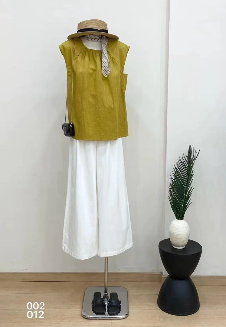 法式风飞飞袖棉麻衬衫