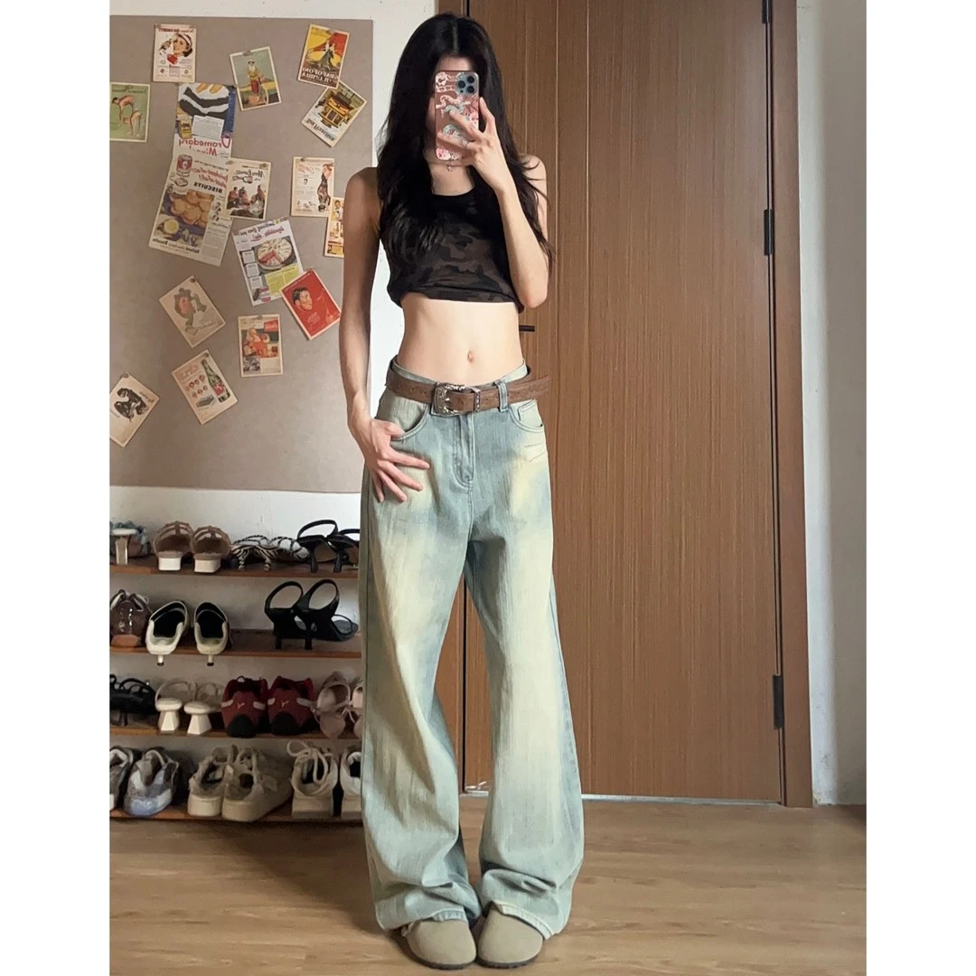 WANWAN万万同款新配色！废土色！牛仔裤秋季女生显瘦遮头百搭ootd