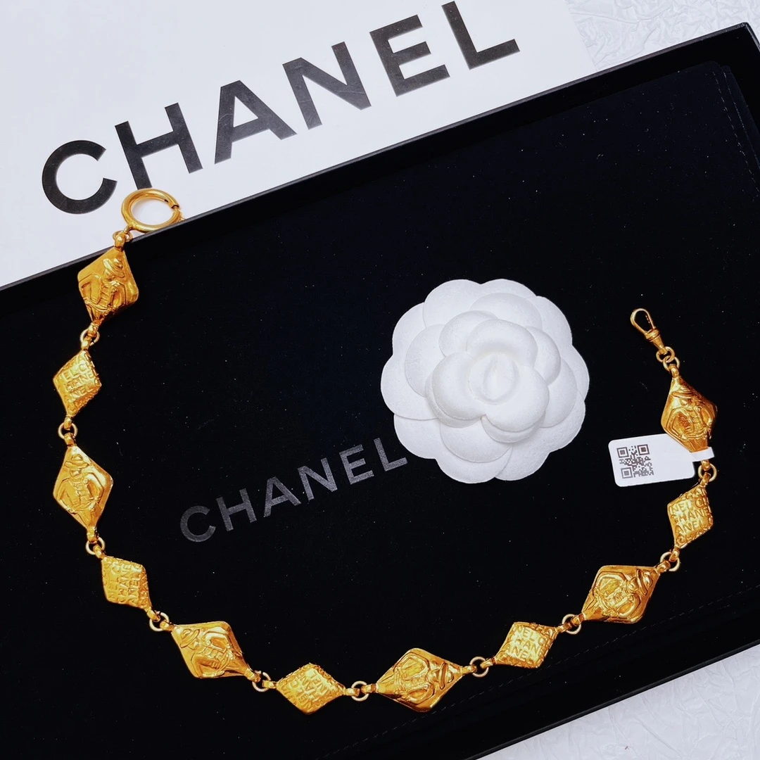 95新 Chanel/香奈儿 柚礼中古/香奈儿素金菱形项链