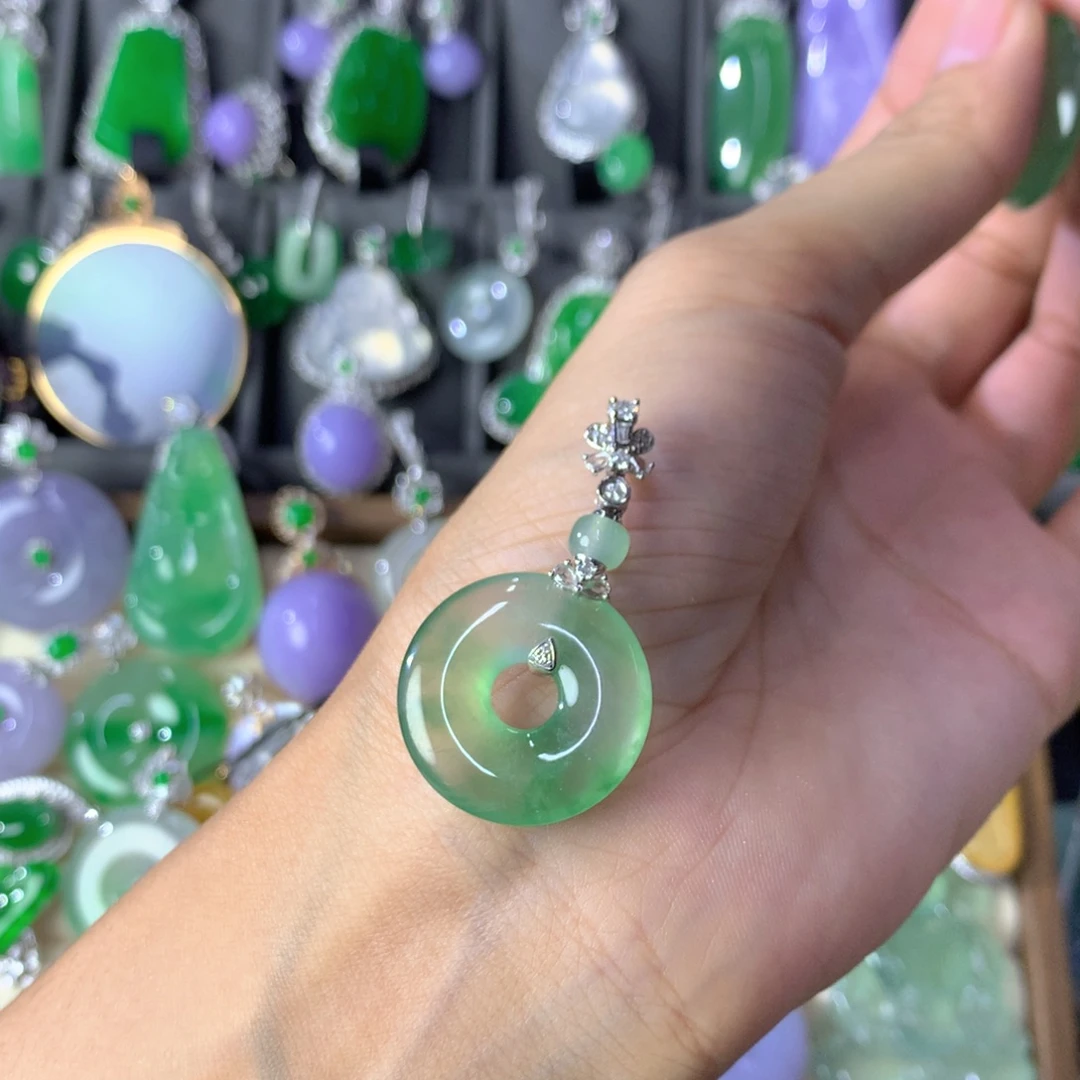 翡翠18K金镶嵌吊坠(不含链)