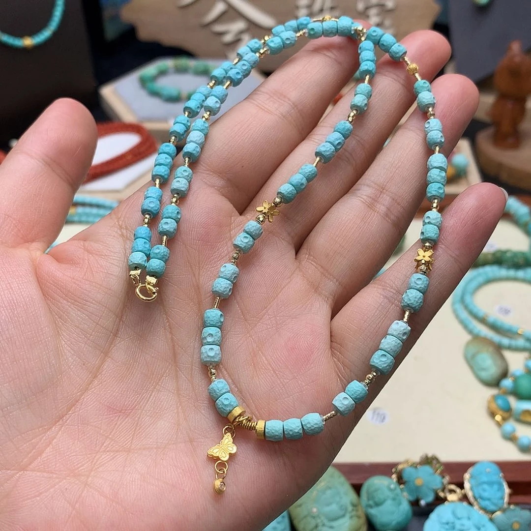 绿松石颈饰18K金镶嵌