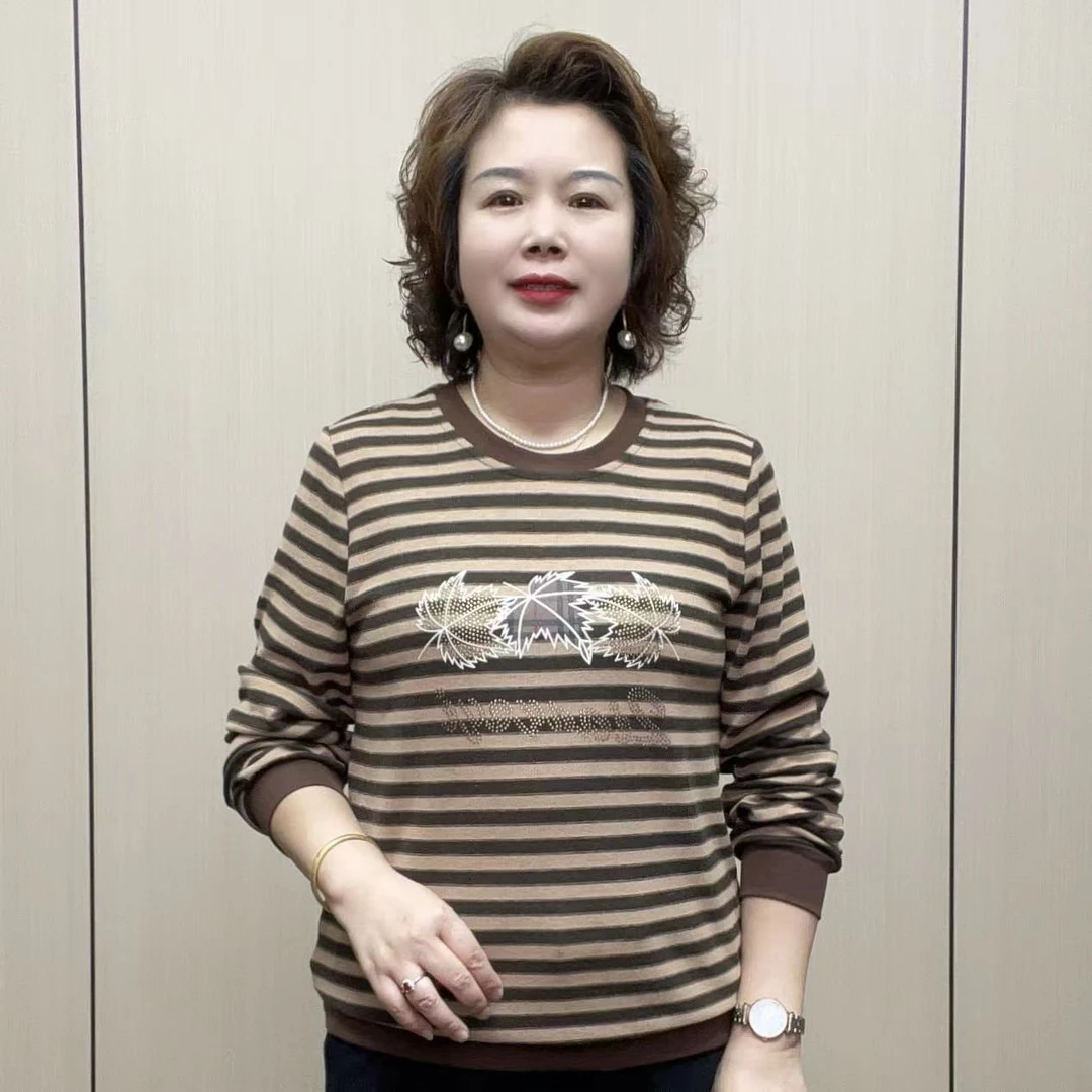 2025秋季时尚中老年长袖弹力气质女装宽松显瘦百搭休闲洋气妈妈装