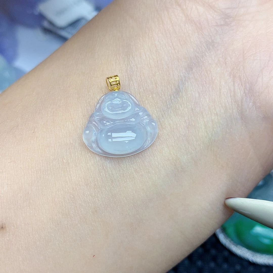 翡翠18K金镶嵌颈饰天然缅甸翡翠a货百元以上9元证书费自理发其一