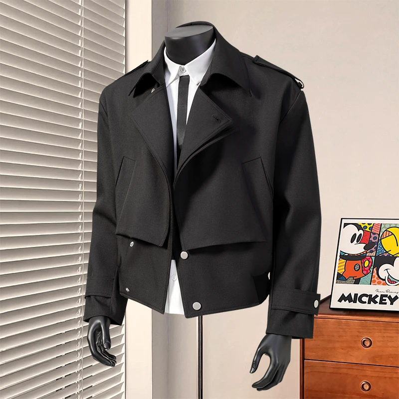 外套男款春秋2025新款网红洋气炸街男装设计感短款帅气夹克外套男