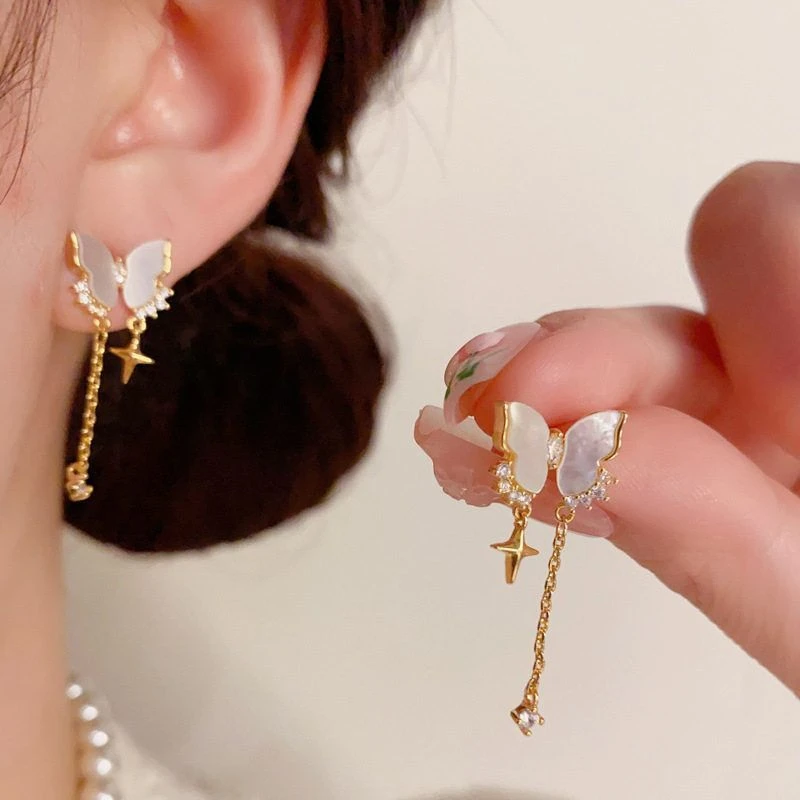 铜合金耳饰 韩版气质甜美百搭流苏耳坠女精致轻奢时尚法式小众