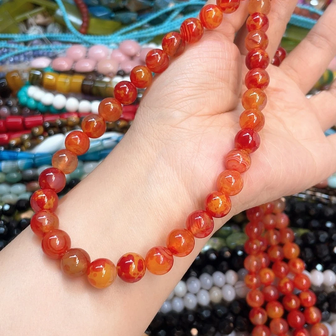 玛瑙/玉髓合金珠宝半成品番茄炒蛋玛瑙卡10一条