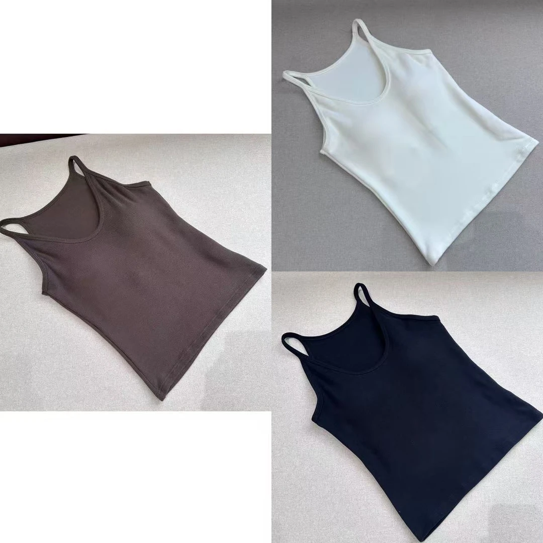 ARMS WELL王囡囡 黑/白/咖色山羊绒u领薄绒工字美背（有胸垫）S621