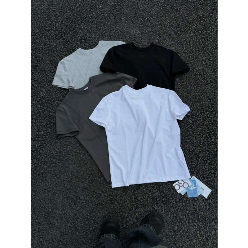 Beautget夏季cleanfit短款T恤男女摩登中性风辑明线百搭打底短tee