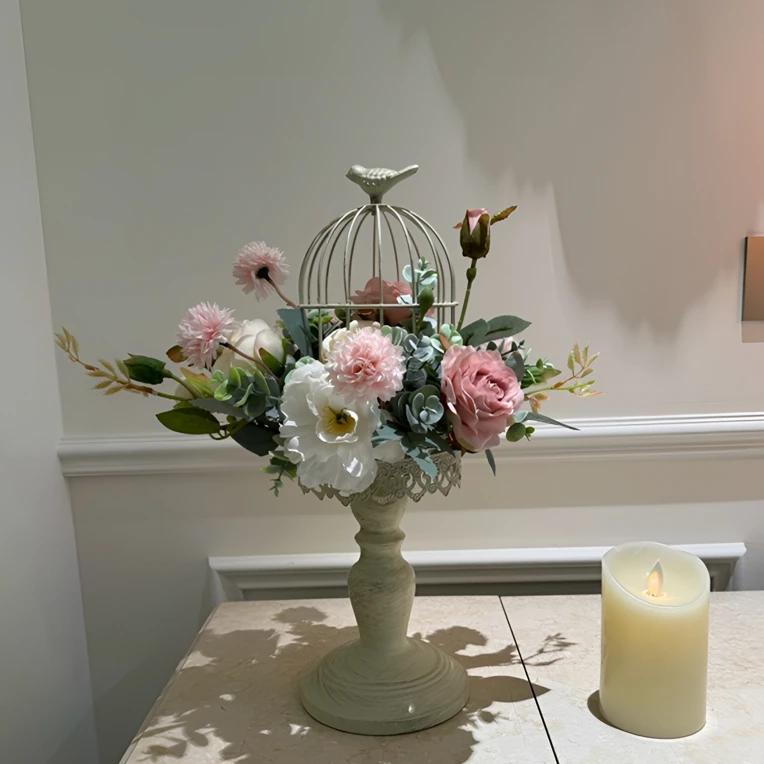 仿真花鸟笼摆件小清新桌面家居摆件