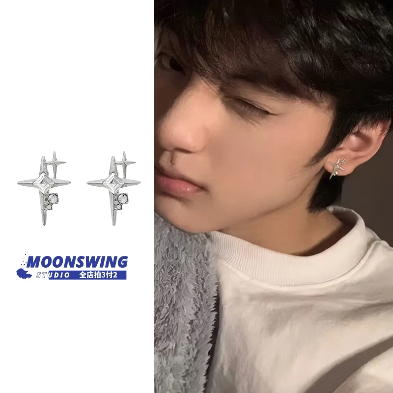 合金耳饰 十字架耳钉男生小众设计无耳洞耳夹简约韩版ins风耳环女