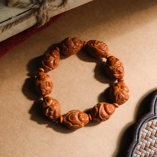 （桃）16mm左右财神橄榄核手串