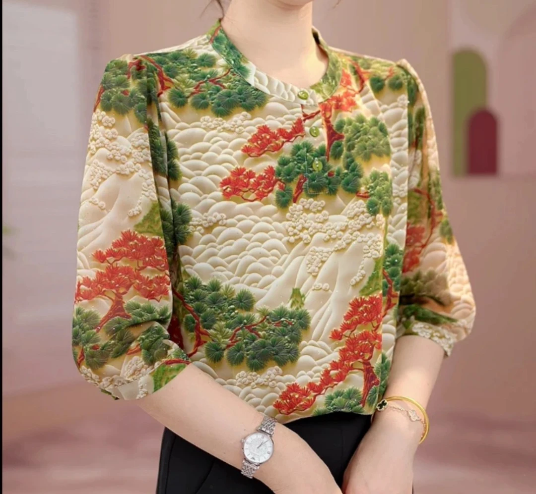 2025新款时尚设计感气质3衬衫百搭宽松显瘦遮肉气质新中式上衣931