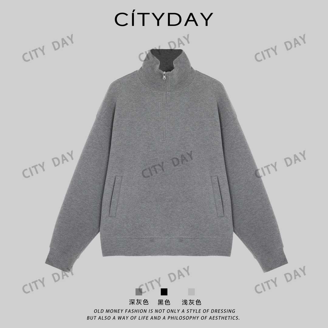 City Day【楠哥】半拉链-舒芙蕾设计高领长袖机能卫衣外套 990198