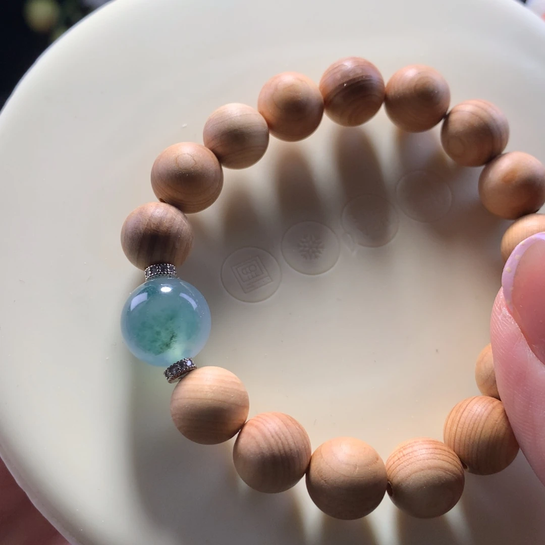 翡翠未镶嵌手链果冻底 梦幻蓝