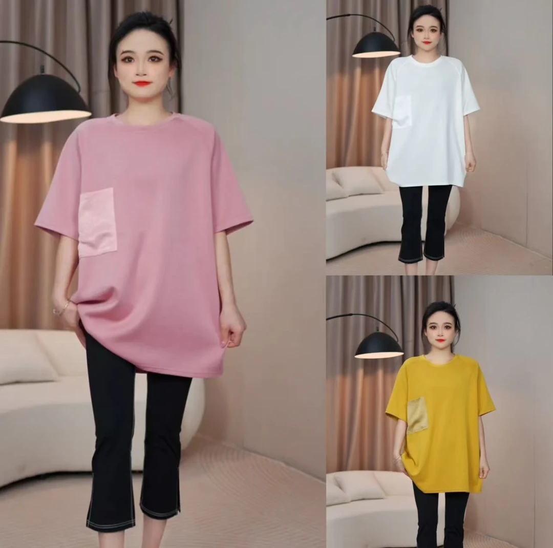 夏季新款短袖时尚百搭纯色简约大码休闲圆领潮宽松显瘦T恤2563款