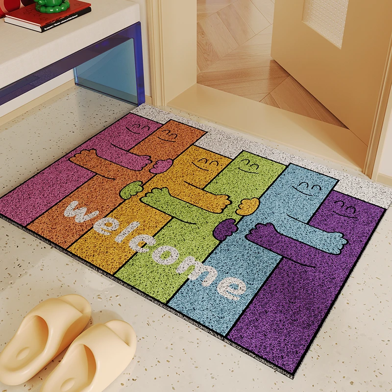 入户门地垫丝圈卡通家用入户进门脚垫门口蹭土防滑可裁剪进门地垫