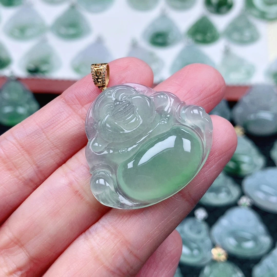 吊坠(不含链)18K金镶嵌翡翠